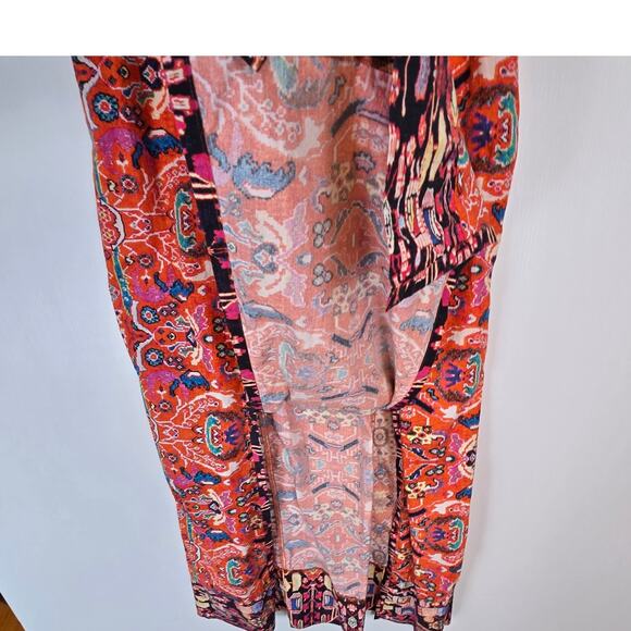 Anthropologie Floral Maxi Dress Boho Double Slit Front V Neck Multi Color Size 6 - Picture 10 of 12
